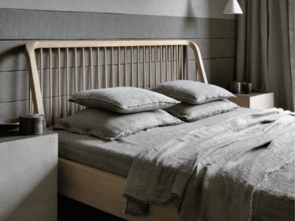 Ethnicraft Spindle (1) Stunning Belgian designer bed frame fitted with a perfect European size mattress in Perth home