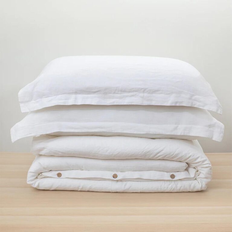 Full Linen Duvet Cover Set in White