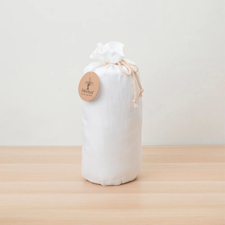 Image of the full Linen Fitted Sheet Set in white in its packaging